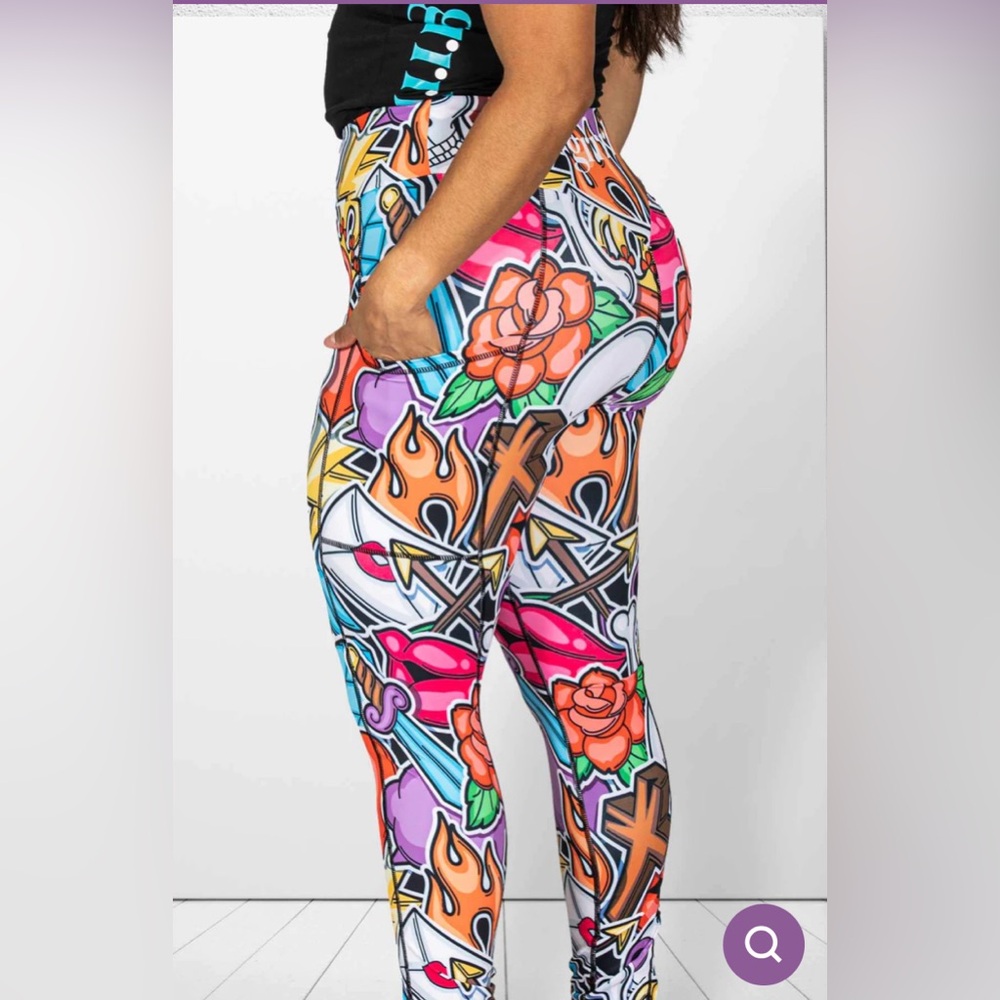 Grrrl American Tattoo CT Free Next Level Pocket Leggings